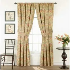Waverly Swept Away Floral Cotton Tie Back Drapery Window Curtains