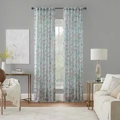 Waverly Porch Pavillion Floral Sheer Cotton Rod Pocket Single Window Panel Curtain