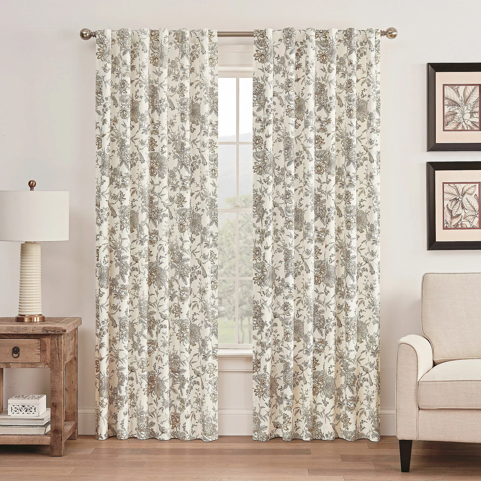Waverly Lucchese Floral Cotton Single Window Panel Curtain