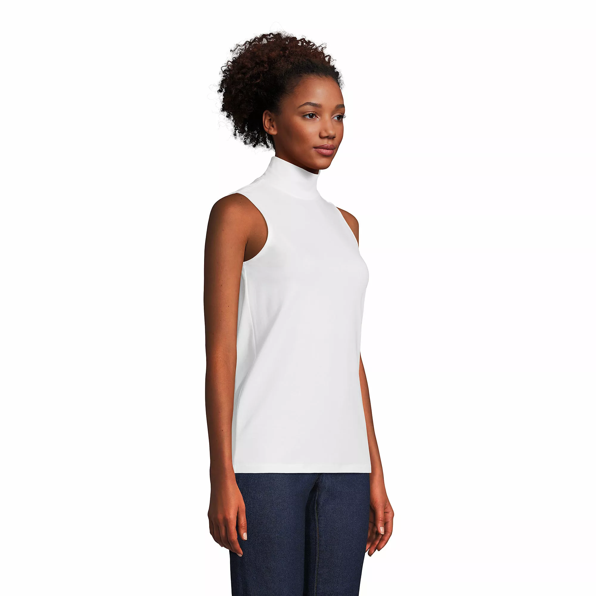 Lands' End Women's Lightweight Jersey Sleeveless Mock - Image 3