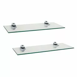 Danya B Clear Glass Floating Shelves - Set Of 2