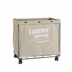Danya B Army Canvas Laundry Hamper On Wheels