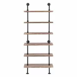 Danya B Modern Rustic Six Tier Industrial Pipe Wall Shelving Unit