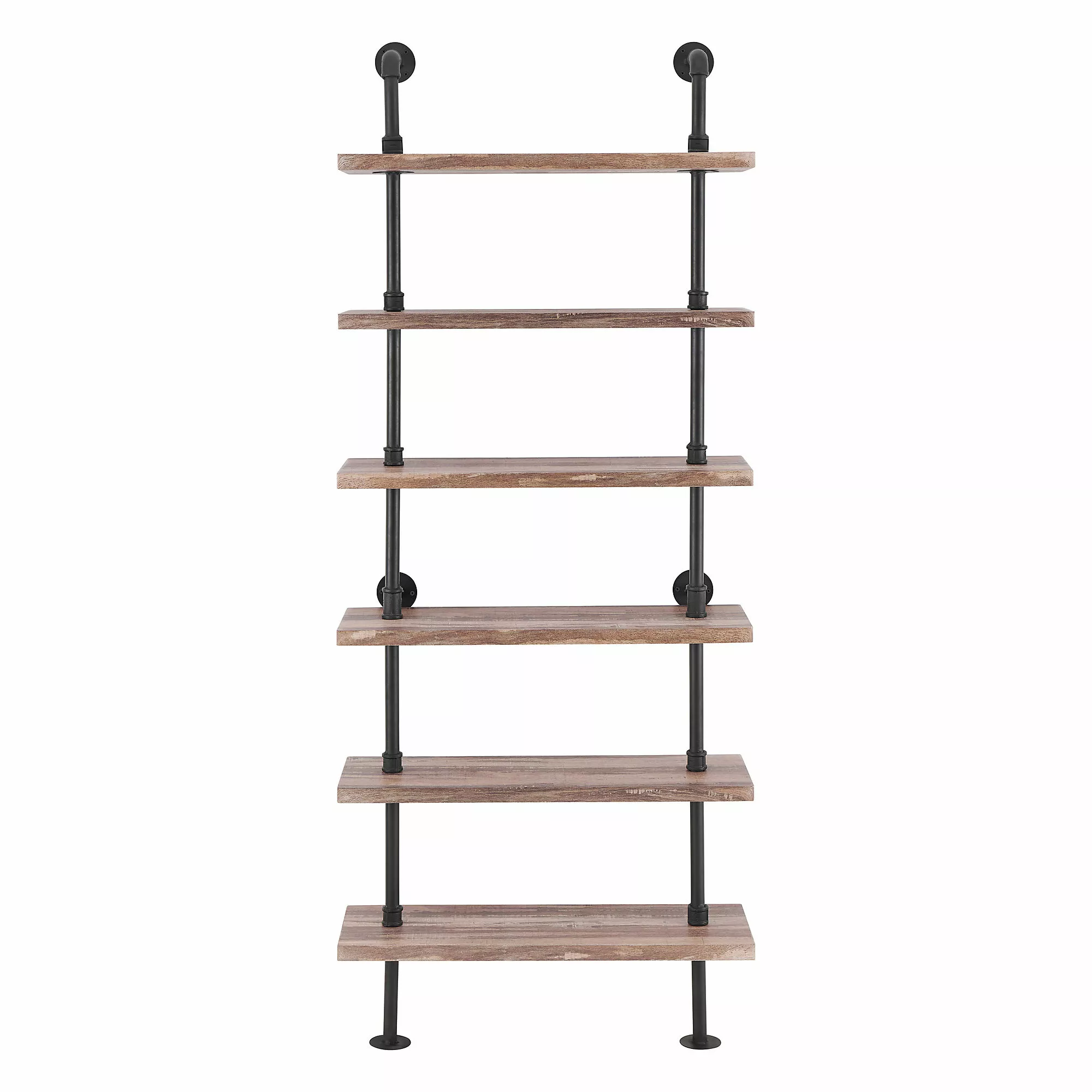 Danya B Modern Rustic Six Tier Industrial Pipe Wall Shelving Unit