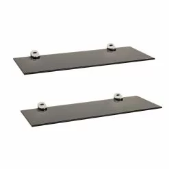 Danya B Black Smoke Glass Floating Shelves - Set Of 2