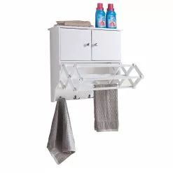Danya B Wall Mounted Accordion Laundry Drying Rack With Cabinet