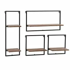 Danya B 4 Piece Framed Rustic Industrial Wall Shelf Set
