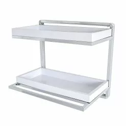 Danya B Wall Mounted 2 Tier Shelving Unit With Towel Rack And Removable Trays