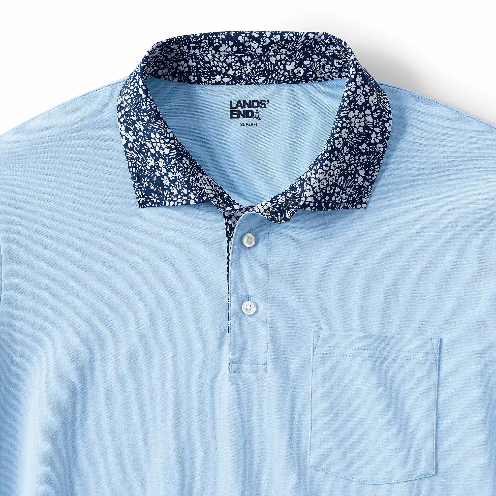 Lands' End Men's Super-T Long Sleeve Poplin Collar Pocket Polo Shirt - Image 6