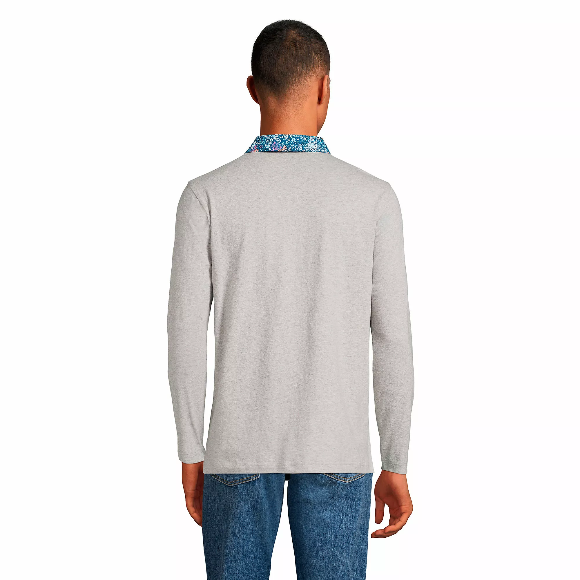 Lands' End Men's Super-T Long Sleeve Poplin Collar Pocket Polo Shirt - Image 2