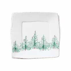 Vietri Lastra Holiday Trees Melamine Square Serving Platter