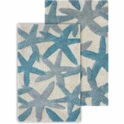Chesapeake Ariel Star Pattern Cotton Anti Skid 2 Piece Bath Rug Set