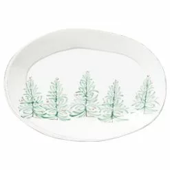 Vietri Lastra Holiday Trees Oval Serving Platter