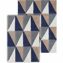 Chesapeake Angle Geometric Cotton Anti Skid 2 Piece Bath Rug Set