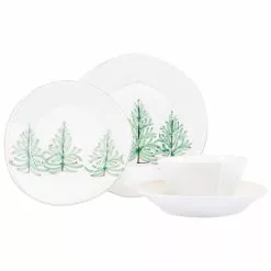 Vietri Lastra Holiday Trees 4 Piece Dinnerware Place Setting