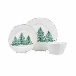 Vietri Lastra Holiday Trees 3 Piece Melamine Dinnerware Place Setting