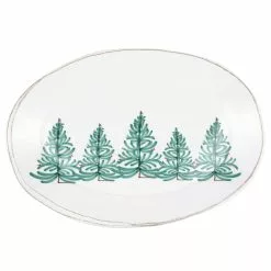 Vietri Lastra Holiday Trees Melamine Oval Serving Platter