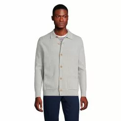 Lands' End Men's Cotton Linen Button Cardigan