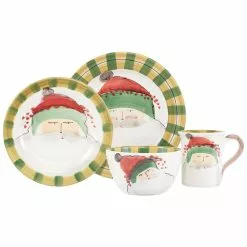 Vietri Old St Nick Christmas 4 Piece Dinnerware Place Setting