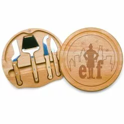 Picnic Time Elf Snow Globe Circo Cheese Cutting Board And Tools Set